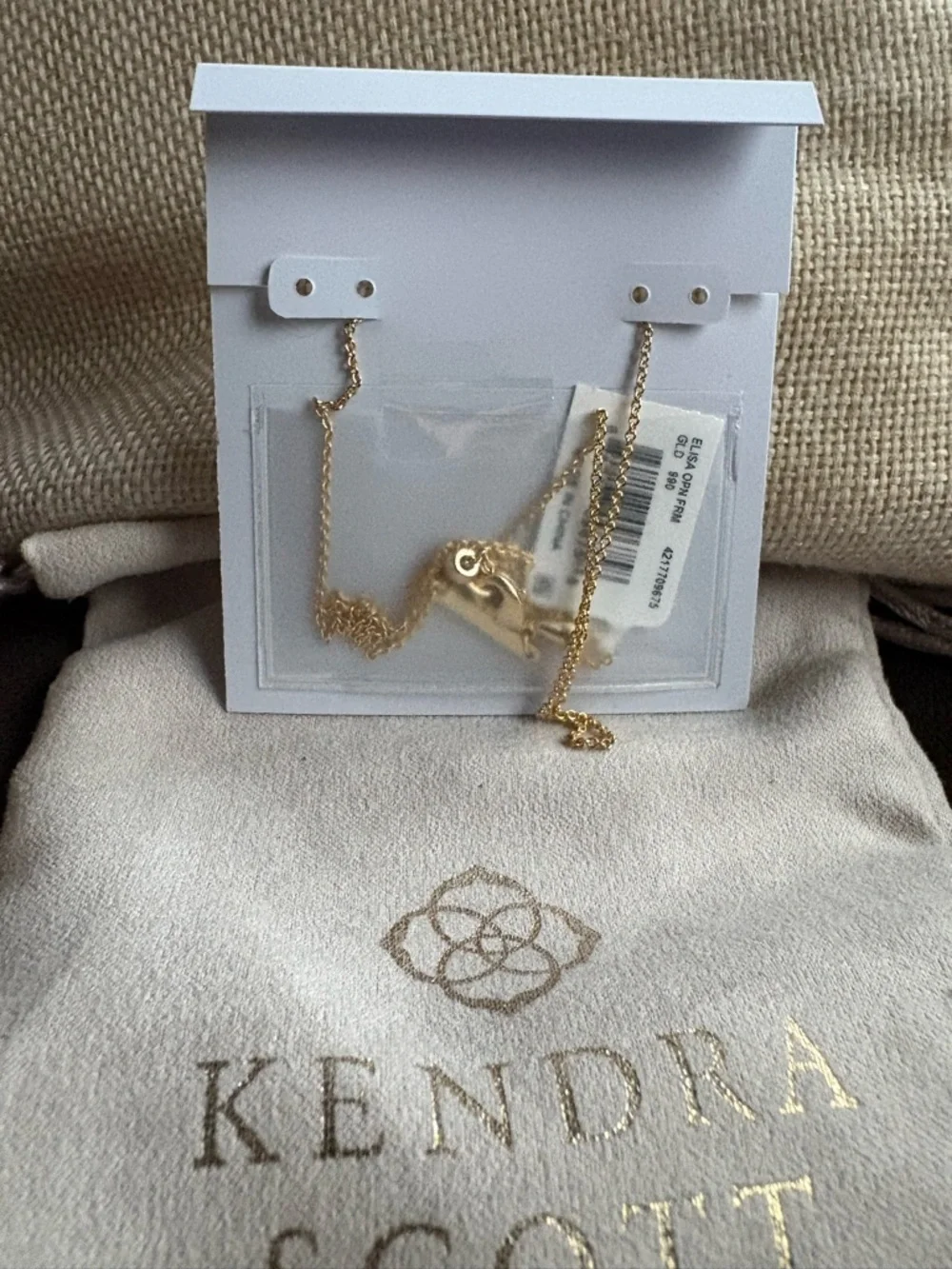 Kendra Scott Elisa Open Frame Multicolor Crystal Pendant Gold Necklace - Picture 3 of 4